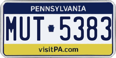 PA license plate MUT5383