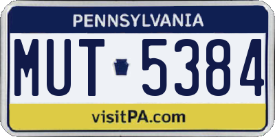 PA license plate MUT5384