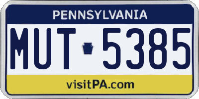 PA license plate MUT5385