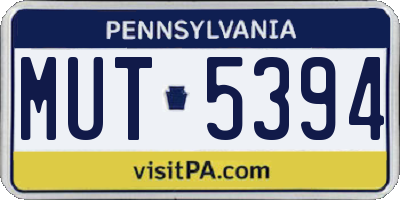 PA license plate MUT5394