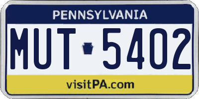 PA license plate MUT5402