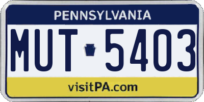 PA license plate MUT5403