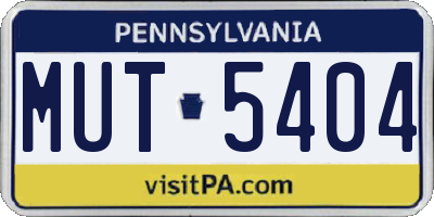 PA license plate MUT5404
