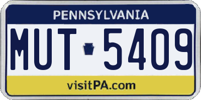 PA license plate MUT5409