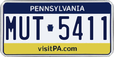PA license plate MUT5411