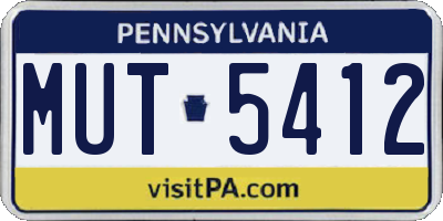 PA license plate MUT5412