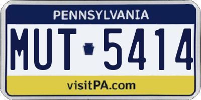 PA license plate MUT5414