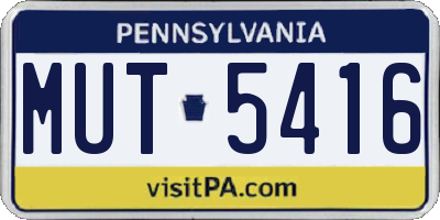 PA license plate MUT5416