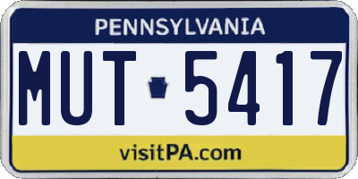PA license plate MUT5417