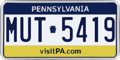 PA license plate MUT5419