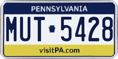 PA license plate MUT5428