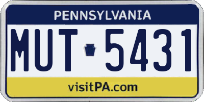 PA license plate MUT5431