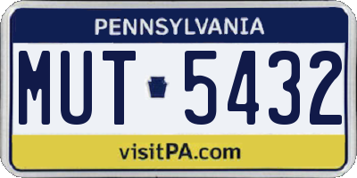 PA license plate MUT5432