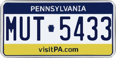 PA license plate MUT5433