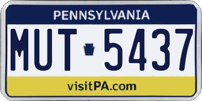 PA license plate MUT5437