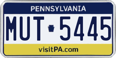 PA license plate MUT5445