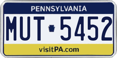 PA license plate MUT5452