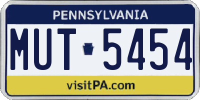 PA license plate MUT5454