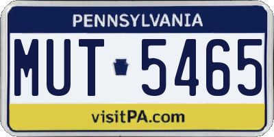 PA license plate MUT5465