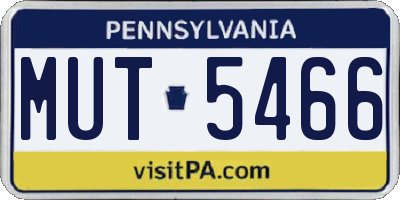 PA license plate MUT5466