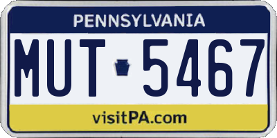 PA license plate MUT5467