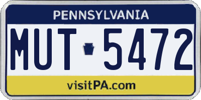 PA license plate MUT5472