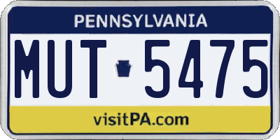 PA license plate MUT5475
