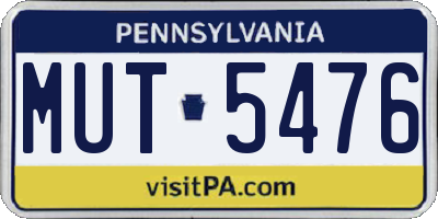 PA license plate MUT5476