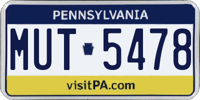 PA license plate MUT5478