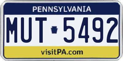 PA license plate MUT5492