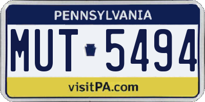 PA license plate MUT5494