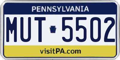 PA license plate MUT5502