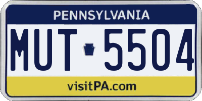 PA license plate MUT5504