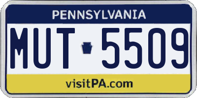 PA license plate MUT5509