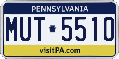 PA license plate MUT5510