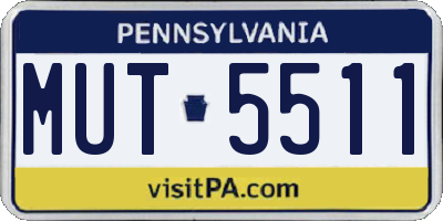 PA license plate MUT5511