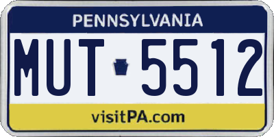 PA license plate MUT5512