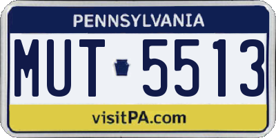 PA license plate MUT5513