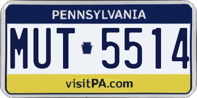 PA license plate MUT5514