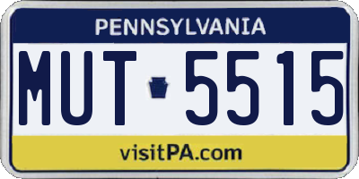 PA license plate MUT5515