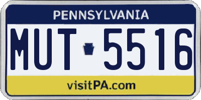 PA license plate MUT5516