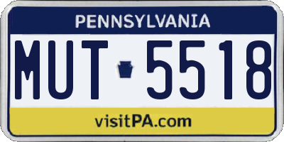 PA license plate MUT5518