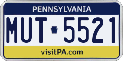 PA license plate MUT5521