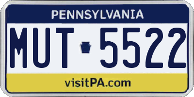 PA license plate MUT5522