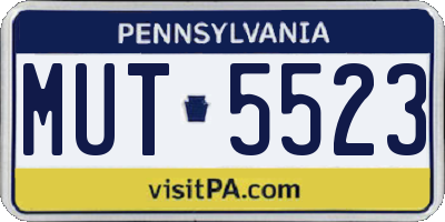 PA license plate MUT5523