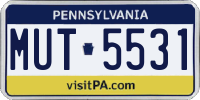 PA license plate MUT5531