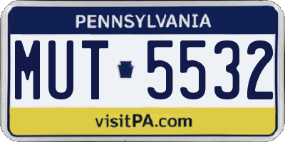 PA license plate MUT5532