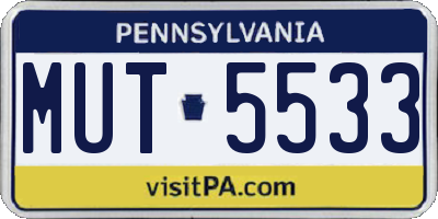 PA license plate MUT5533