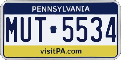 PA license plate MUT5534