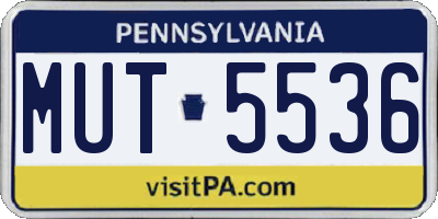 PA license plate MUT5536
